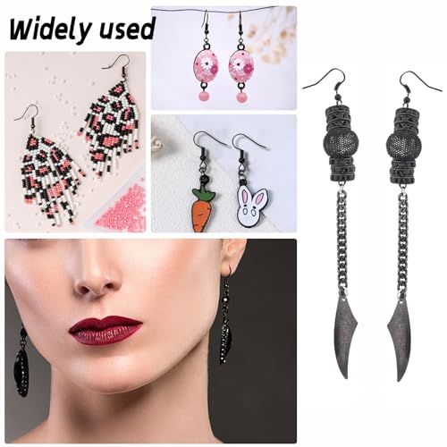 TOAOB 100pcs Earring Hooks Hypo Allergenic French Ear Wires with Ball and Coil 18mm Black Fish Hook Earrings Making Supplies Jewelry Findings - color: Matte black