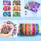 XSEINO About 7200pcs 144 Colors 6mm Crackle Glass Beads Bracelet Making Kit,6Box Different Style Crack Series Colorful Crystal Beads for Bracelet Jewelry Making,DIY Crafts,Friendship Bracelets - color: All 6 Series