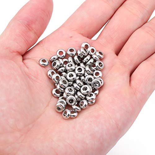 BEADIA Stainless Steel Spacer Beads 6x3mm Rondelle Loose Charm Caps Beads for DIY Jewelry Making 100pcs with 2.5mm Hole - color: 6x3mm 2.5mm