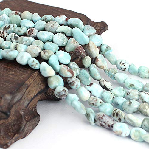 Natural 6x8mm Freeform Mixed Larimar Gemstone Beads Strand 15" Natural Stone for Necklace Bracelet DIY Design