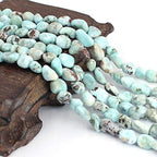 Natural 6x8mm Freeform Mixed Larimar Gemstone Beads Strand 15" Natural Stone for Necklace Bracelet DIY Design