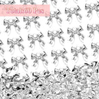 60 Pcs Alloy Silver Bow Bowknot Charms, Silver Bow Tie Pendant Charms Bulk for Jewelry, Bowknot Pendants Earring Charm Necklace Bracelets DIY Crafts Supplies - color: Set-1