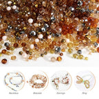 TOAOB 1000pcs Briolette Crystals Glass Beads 4mm 6mm 8mm Rondelle Faceted Spacer Beads Brown Loose Beads for Bracelets Necklace Earrings Jewelry Making - color: Brown