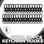 Keychain, 68PCS Swivel Snap Hooks with Key Rings, Metal Lobster Claw Clasp,34PCS Keychains Clips Hooks and 34PCS Key Chain Rings,Keychain Rings for DIY Crafts,Jewelry Making (Black) - color: black
