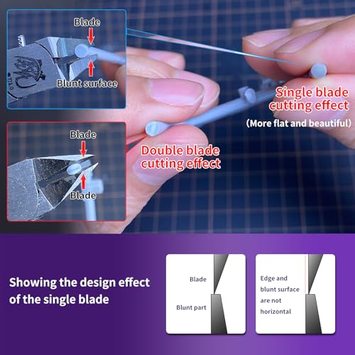 RUITOOL Model Nippers,Gundam Model Tools for Beginners to Repair and Fix Plastic Models, Ultra-thin Single-edged Non-slip Grip,4.7 Inch Sharp Cutters for Gunpla Model Building - color: Purple