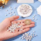 FASHEWELRY 500Pcs White Golden Letter Beads 4.5mm Square Alphabet Beads Acrylic Cube Letter N Beads for Friendship Bracelet Necklace Keychains Jewelry Making - color: Letter N