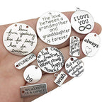 30pcs Inspiration Words Charms Craft Supplies Mixed Pendants Beads Charms Pendants for Crafting Jewelry Findings Making Accessory for DIY Necklace Bracelet (Antique Silver)