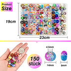 TOAOB 150pcs Glass European Large Holes Beads Assorted Resin Spacer Rhinestones Lampwork Craft Beads for Bracelets Necklaces Jewelry Making