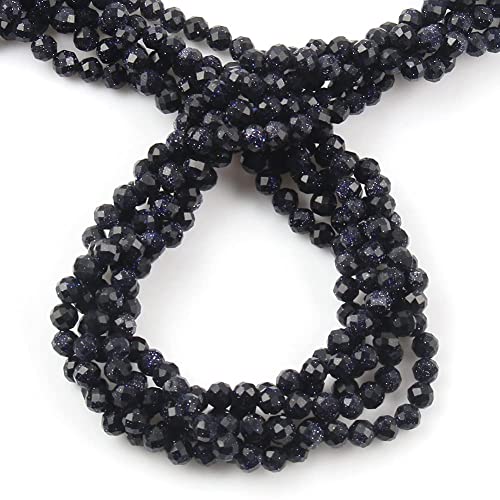 2mm 180pcs Natural Blue Sandstone Stone Beads, Songxi Small Faceted Round Loose Gemstone for Jewelry Making, DIY Art and Craft, Bracelet Necklace (1 Strand) - color: Blue Sandstone, size: 1.9-2.4mm