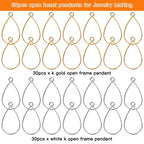 60pcs Open Bezels for Resin,Open Frame Pendant Teardrop Hollow Frame Pendants Open Back Frame Pendant for Pressed Flower,Earrings,Bracelet,DIY Crafts(K Gold,White K) - color: K Gold,White K;Teardrop