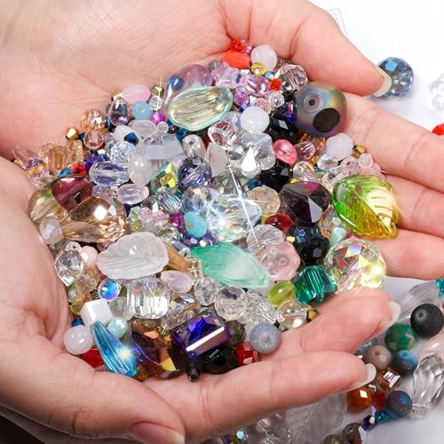 Assorted Glass Beads for Jewelry Making, 80g 4-18mm Colorful Crystal Beads for Bracelets, Crafts, DIY Lamp Work, Bulk Jewelry Making Supplies - color: Style 2