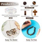 Beadthoven 52pcs Cross Stone Beads 8mm Tiger Eye Beads Natural Stone Gemstone Beads Loose Round Cross Spacers Easter Mini Bead Crucifix Beads for Bracelets Necklace Jewelry Making DIY - color: Tiger Eye