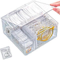 4 In 1 Acrylic Jewelry Organizers and Storage with 60 Portable Anti Tarnish Jewelry Bags, Clear Jewelry Box Organizer, Travel Jewelry Case for Earrings/Rings/Necklaces for Women Girls - style: 4-in-1 Jewelry Box