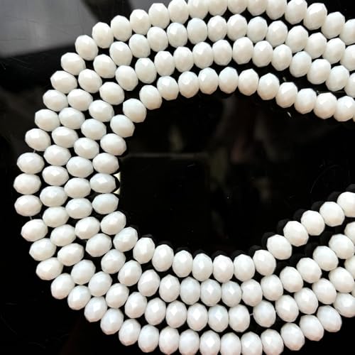 350Pcs 6mm Faceted White Glass Crystal Briolette Beads for Jewelry Making, Bracelets, Earrings, Wind Chimes, Suncatchers - color: Ci White, size: 6mm