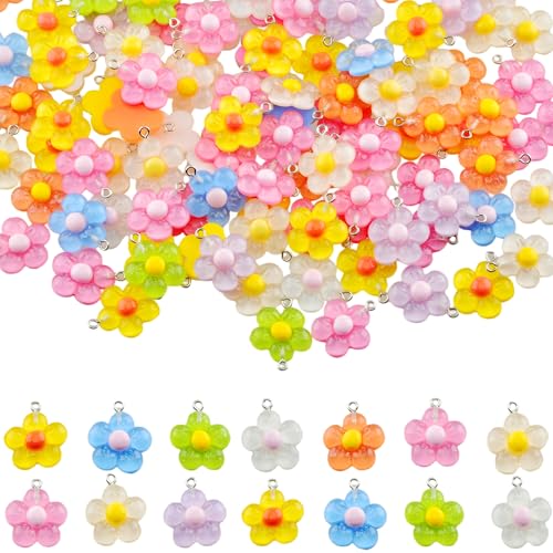 Keychain Charms Bulk 30pcs mixed Cute 3D Charms for Keychain Making for Bracelet Earring Jewelry Making DIY Crafts Includes Animal Food Fruit Flower Designs - color: Flower Mix