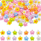 Keychain Charms Bulk 30pcs mixed Cute 3D Charms for Keychain Making for Bracelet Earring Jewelry Making DIY Crafts Includes Animal Food Fruit Flower Designs - color: Flower Mix