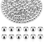 1500PCS Metal Spacer Beads for Jewelry Making, Silver Bead with Hole Stainless Steel Spacer Bead Plated Round Loose Charm Caps Beads for DIY Jewelry Making Bracelet Necklace Crafting (4mm)