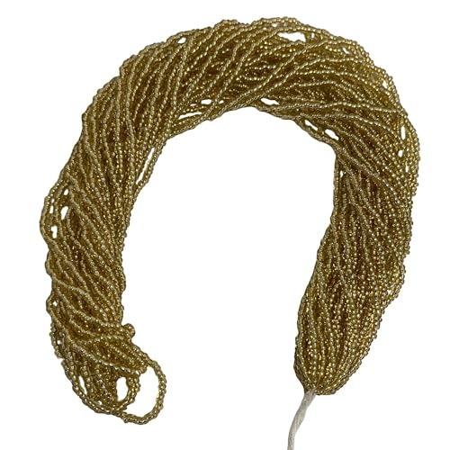 11/0 Glass Seed Beads, 12 String Hanks, Small Craft Beads, 2 mm (Transparent Gold) - color: Transparent Gold
