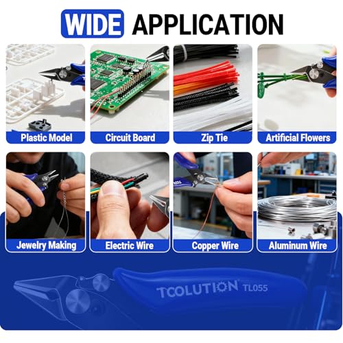 5 Pack 3.5" Wire Cutter for Jewelry Making - Small Flush Cut Pliers with Safty Lock- Electrical Wire Snips for Craft Zip Tie Plastic Model - size: 5 Pack
