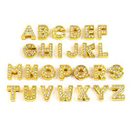 AUEAR, 26 Pack Gold A-Z 8mm Full Rhinestone Slide Charms Crystal Alphabet Letter Alloy for Bracelets Necklace Wristbands DIY Jewelry Making - color: Gold, size: 26 Pack