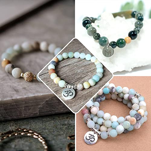 Craftdady 225pcs 8mm Natural Round Agate Stone Beads Striped Agate Dragon Veins Agate Crackle Agate Loose Beads Energy Healing Gemstone Beads for DIY Jewelry Crafts, 15 Styles - color: Mixed Color Agate