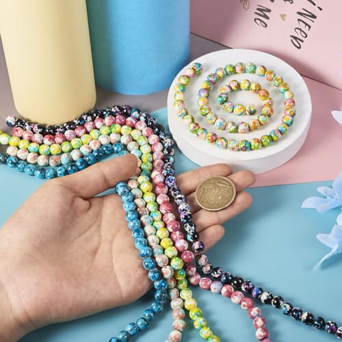 8mm Turquoise Beads Strands Dyed Gemstone Round Loose Spacer Beads 6 Colors for DIY Bracelet Earring Necklace Jewelry Making (6 Strands) - color: Mixed Color-Round