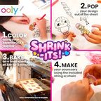 Ooly 28 PC DIY Shrinking Art Kit for Kids, 20 Plastic Pre Cut Charms and More, No Mess Creative Activity Jewelry Making Kit - Garden PALS - color: Garden Pals