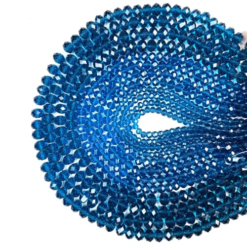 1040PCS Assorted Size Glass Beads, 4/6/8mm Crystal Glass Beads for Jewelry Making, Briolette Crystal Spacer Loose Bulk Beads for DIY Crafts, Suncatchers, Blue Color - color: Peacock Blue