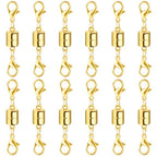 Magnetic Necklace Jewelry Clasps and Closures with Double Lobster Clasp, 14K Gold Magnetic Jewelry Clasps for Necklaces, Bracelet Necklace Extenders for Women (12PCS) - color: 12Pcs Gold