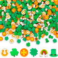 300pcs St. Patrick's Day Polymer Clay Beads Green Shamrock Hat Coins Rainbow Clay Spacer Beads for St. Patrick's Day Jewelry Making DIY Bracelet Necklace Accessories Craft Supplies - color: Green Gold