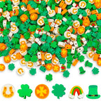 300pcs St. Patrick's Day Polymer Clay Beads Green Shamrock Hat Coins Rainbow Clay Spacer Beads for St. Patrick's Day Jewelry Making DIY Bracelet Necklace Accessories Craft Supplies - color: Green Gold