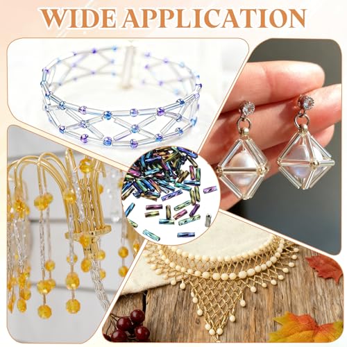 uxcell 1500Pcs Glass Bugle Seed Beads, 6x2mm Mini Long Tube Seed Beads Tube Loose Glass Seed Spacer Bead for DIY Earring Bracelets Necklace Jewelry Making Embroidery, Iridescent Black - color: Iridescent Black