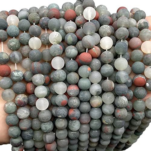 ABCGEMS Velvet-Matte-Finished African Setonite Blood Stone Beads (Enhance The Stone's Inherent Texture and Nature Hues with a Non-Glare Aesthetic) Smooth Round 8mm (Non-Shiny) - color: Setonite AKA Blood Stone (From Africa)