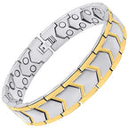 MagnetRX® Ultra Strength Magnetic Bracelet – Effective Stainless Steel Metal Bracelets for Men – Adjustable Length with Sizing Tool for Perfect Fit (Silver & Gold) - color: Gold & Silver Arrow Style (2X Strength)