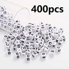 8mm Black and White Acrylic Square Letter Beads White Cube Alphabet Beads Black Letter A-Z Mixed Plastic Shape Loose Beads Mini Size Pony Seed Beads for Making Jewelry, Necklaces - color: white-black(8mm)