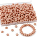 Sunrony 200Pcs Silicone Lentil Beads for Keychain Making, Bulk 12mm Silicone Abacus Spacer Beads for Necklace Bracelet Making Pens(Peach) - color: H-Peach