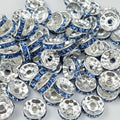 100pcs 8mm Rondelle Spacer Beads Silver Plated Crystal Rhinestone Spacer Loose Beads for Jewelry Making DIY Bracelets Necklace Earring Craft(Light Blue) - color: Light Blue, size: 8mm