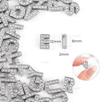 AUEAR, 52 Pack Silver A-Z 8mm Full Rhinestone Slide Crystal Alphabet Alloy Letter Charm for Bracelets Necklace Wristbands DIY Jewelry Making - color: Silver, size: 52 Pack