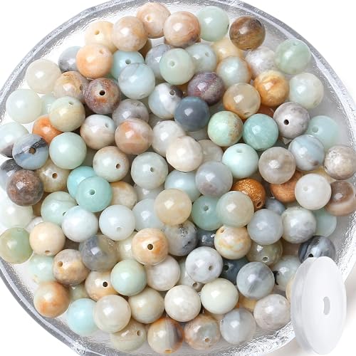 QINJIEJIE 100pcs Mixedcolor Amazonite Natural Stone Beads 8mm Round Genuine Real Stone Loose Gemstone Stone Beads for DIY Bracelet Necklace Earrings Jewelry Making Crystal Beads 2 Strand 32" - color: B-Mixedcolor Amazonite, size: 100PCS