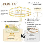 Gold Bracelets Set for Women Stack, Chunky Thick Bracelets Stack for Women Trendy, Simple Dainty Thin Gold Plated Cuff Stackable Bracelets With Beaded Cuban Paperclip Snake Rope Bangle Hand Chain Jewelry - style: Style 04-gold