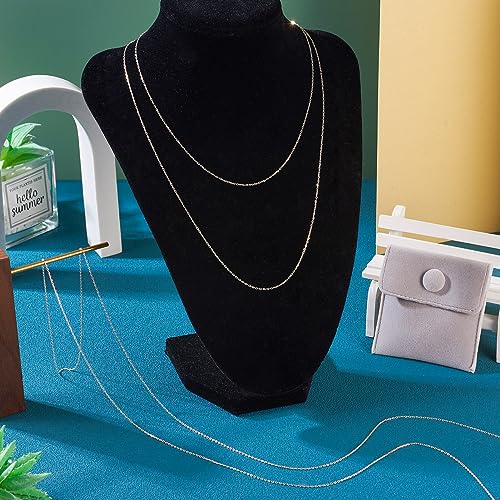 Elecrelive 925 Sterling Silver Cable Chain 3.28 Feet Unwelded Necklace Chains with Jewelry Cleaning Cloth Velvet Storage Bag for Men Women Jewelry Chain DIY Making - color: Silver-Cable Chain