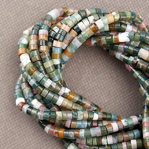 150PCs Natural India Agate Spacer Beads, Loose Semi Precious Flat Round Gemstone Heishi Disc Stone Beads for Beading Jewelry Making 4mm*2mm 38cm - color: India Agate, size: 4MM*2MM
