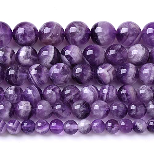 10MM 38PCS Purple Amethyst Dream Lace Beads Natural Quartz Crystal Stone Loose Beads for Jewelry Making DIY Bracelet Grade A+ 15 inches Strand - color: Purple Dream Lace Amethysts, size: 10mm