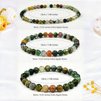 3Pcs Healing Crystal Turquoise Bracelets for Women Men 8mm 6mm 4mm Natural Stone Beaded Stretch Bracelet Jewelry Gifts for Women Girl - color: T6-Indian Agate