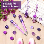 Ferreve 20 Pcs Chunky Bubblegum Beads 20mm Focal Pen Large Rhinestone Pearl Beads for DIY Beadable Pen School Jewelry Making Keychain Craft Making (Dark Purple) - color: dark purple