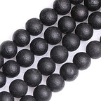 GEM-Inside Black Frost Spacer Agate Gemstone Loose Beads Natural Energy Power Beads for Jewelry Making 10mm Round 15 Inches - color: Black Agate, size: 10mm