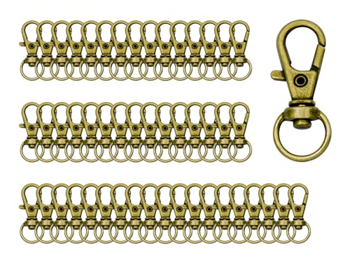 Swivel Snap Hooks Premium Metal Lobster Claw Trigger Clasps for Lanyard Keychain Rings Bag Purse Tag Jewelry Making DIY Crafts - color: Bronze 50pcs Length: 1.26inch(32mm) Inside width: 0.39inch(10mm)