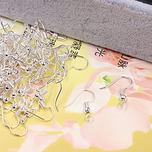 600Pcs Hypoallergenic Earring Hooks, Silver Earring Making Kit, Supplies with Earring Backs and Jump Rings for Jewelry Making (Silver) - color: Silver