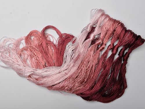 100% Nature Mulberry Handmade Embroidery Silk Thread Woven Jewelry Accessory Artificial Flowers Cross Stitch Floss DIY Sewing Kits 8 Gradient Colors 22m Each (37) - color: 37