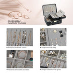Portable Jewelry Box, Large Travel Jewelry Case Organizer (Black) - color: Black-1